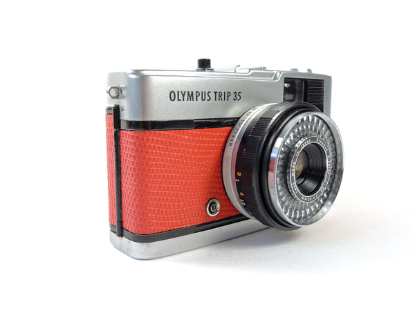 Olympus Trip 35 - late version in Red Lizard Cowhide Leather