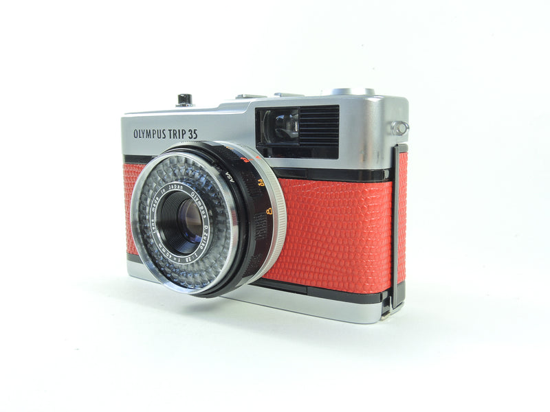 Olympus Trip 35 - late version in Red Lizard Cowhide Leather