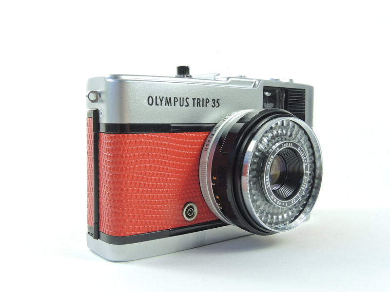 Olympus Trip 35 - late version in Red Lizard Cowhide Leather