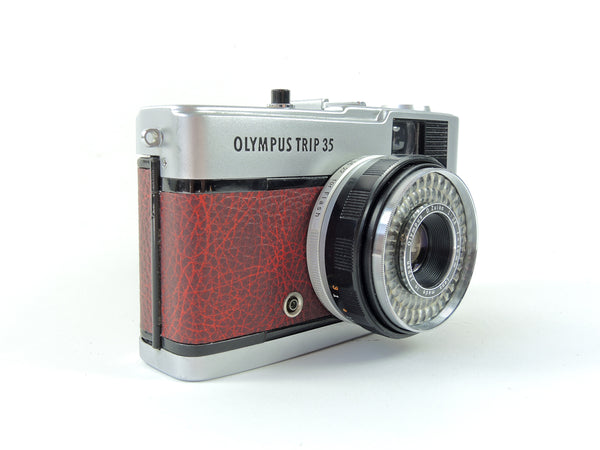 Olympus Trip 35 - Late in Wine Red Cowhide Leather
