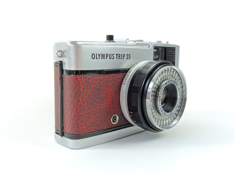 Olympus Trip 35 - Late in Wine Red Cowhide Leather