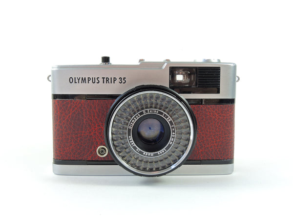 Olympus Trip 35 - Late in Wine Red Cowhide Leather